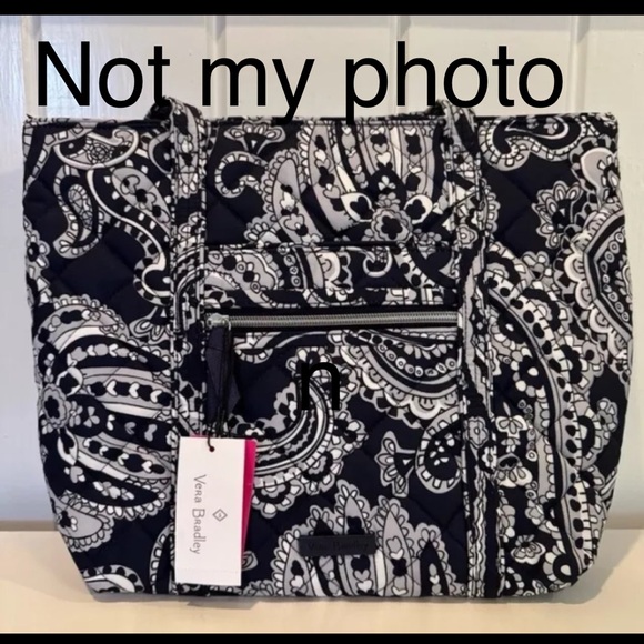 Vera Bradley Iconic Small Vera Tote Deep Night Paisley Neutral - Picture 5 of 5